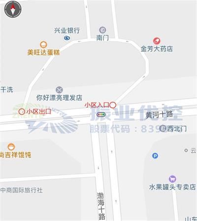 圖1 黃河十路-渤海十路路口地理位置圖