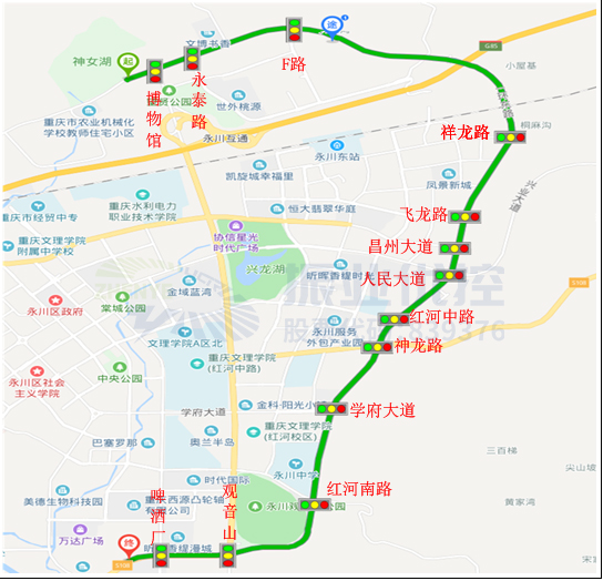 圖1 協(xié)調(diào)路段13個(gè)路口分布圖