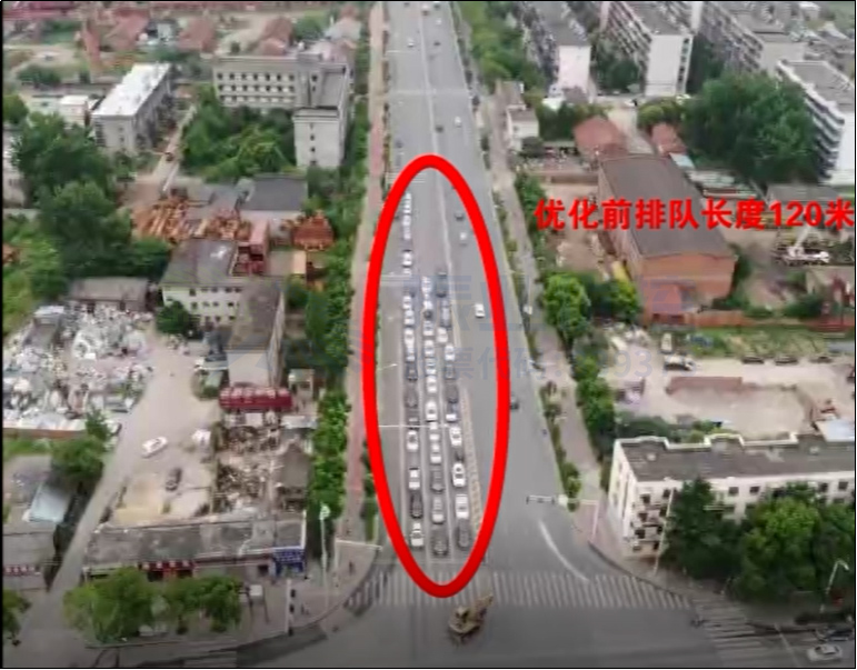 圖3 優(yōu)化前西進(jìn)口車流排隊(duì)長(zhǎng)度