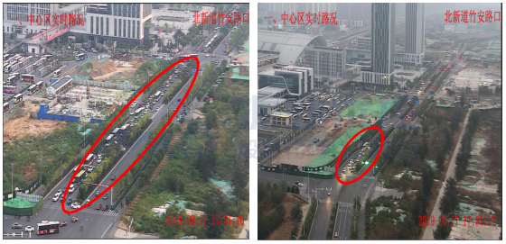 圖8 西山道-竹安路北進(jìn)口優(yōu)化前后對(duì)比