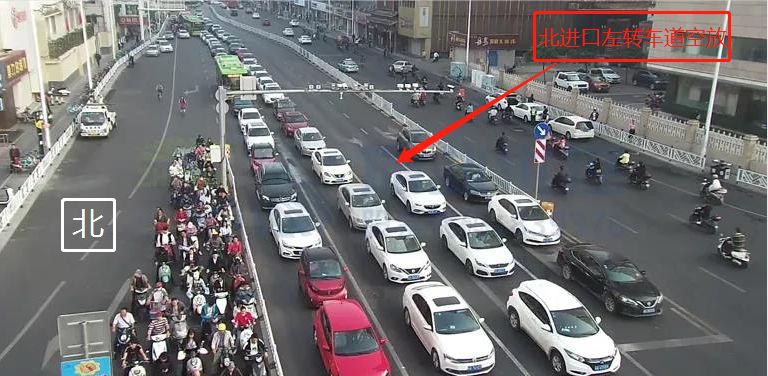 圖4 早高峰路口北進(jìn)口排隊(duì)情況(優(yōu)化前)