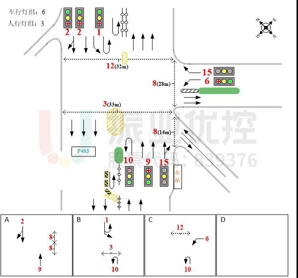 圖3 105國道-香江動物園路口基礎(chǔ)信息圖(優(yōu)化前)