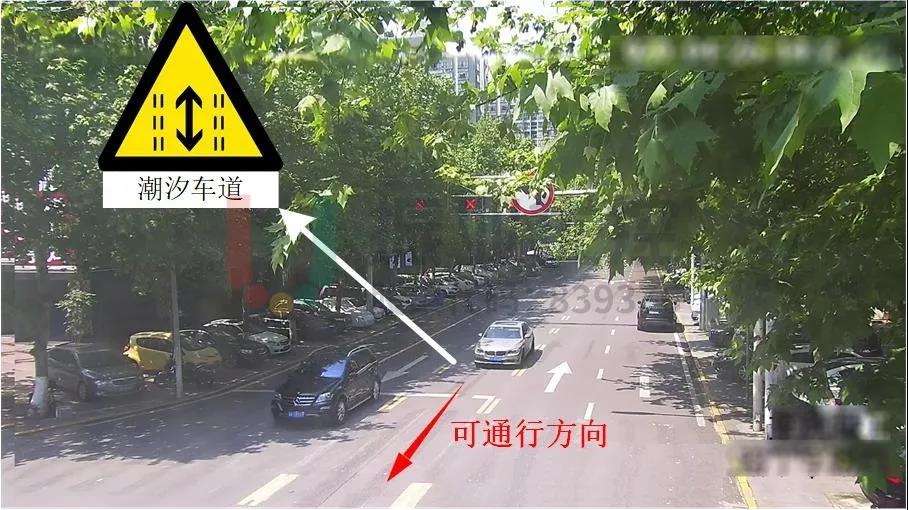 圖3 潮汐車道可行駛方向（凌晨00：05-中午12：00）