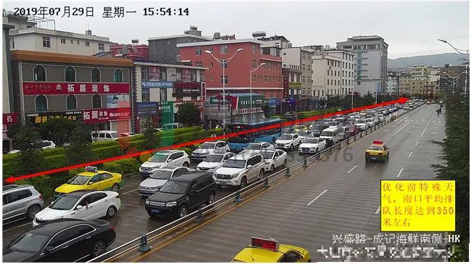 圖5 降雨天氣興盛北路排隊情況(優(yōu)化前)