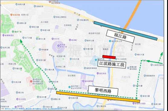 圖1 江濱路車流繞行圖