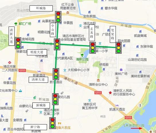 圖1 明霞大道、中山路位置示意圖