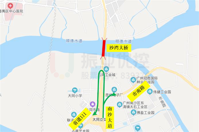 圖10 沙灣大橋南往北車流繞行設(shè)計(jì)