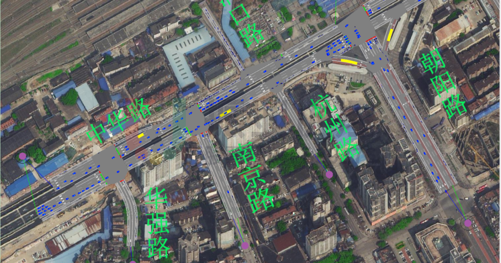 圖5 對多套協(xié)調(diào)方案進行交通仿真測試