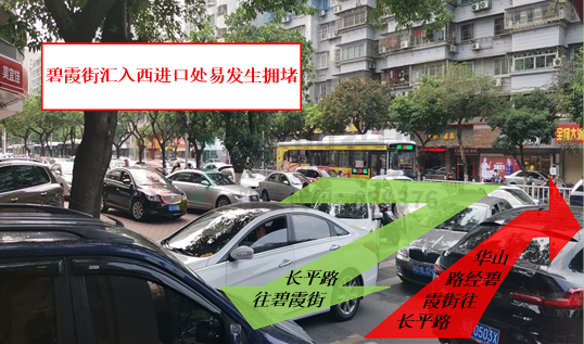 圖8 晚高峰碧霞街匯入處通行情況