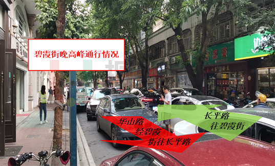 圖8 晚高峰碧霞街匯入處通行情況