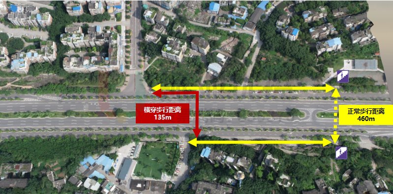 圖2 行人橫穿的路徑