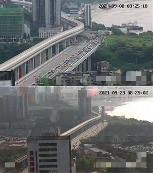 圖9 港務(wù)局大樓寸灘港優(yōu)化前后效果圖