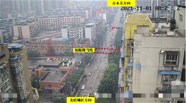圖9 歇馬正街路口道路斑馬線(xiàn)拆除情況