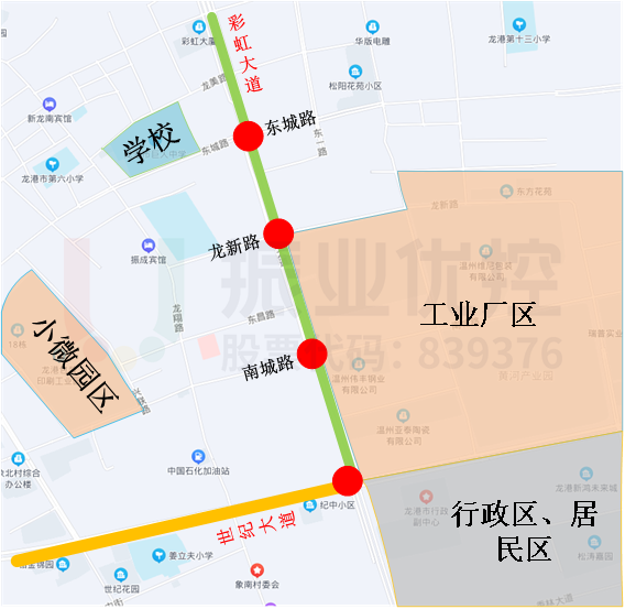 圖1 彩虹大道4個(gè)路口點(diǎn)位圖