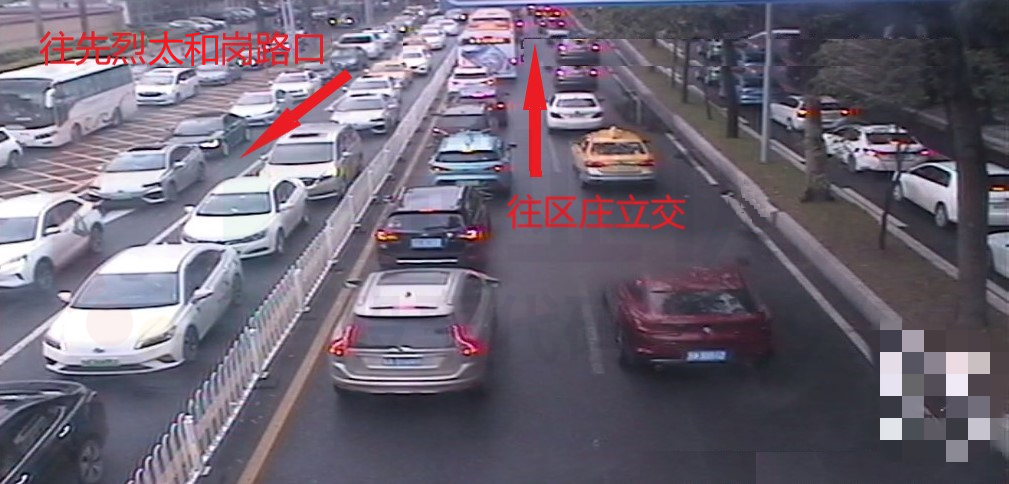 圖3 先烈路-太和崗路口南進口、出口車流排隊情況