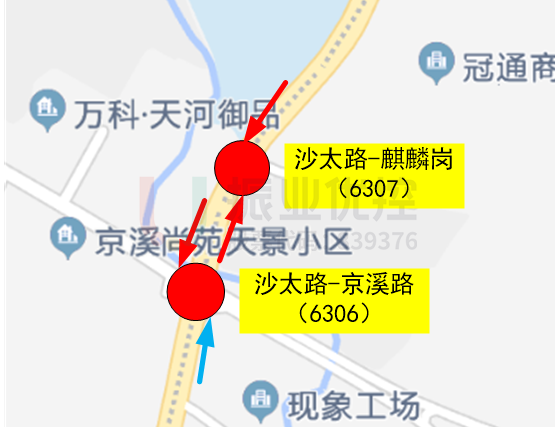 圖2 路段關(guān)鍵節(jié)點(diǎn)位置圖